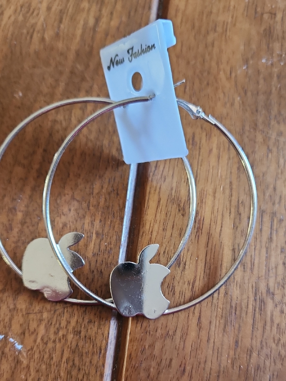 Fashion Jewelry Gold Hoop Earrings with Apple Charm